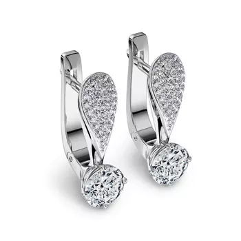 Серьги с 72 бриллиантами белое золото 750