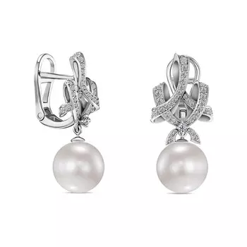 Серьги с 74 бриллиантами белое золото 585