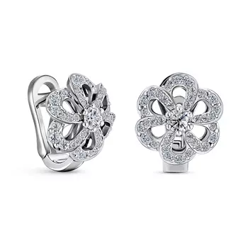Серьги с 74 бриллиантами белое золото 585