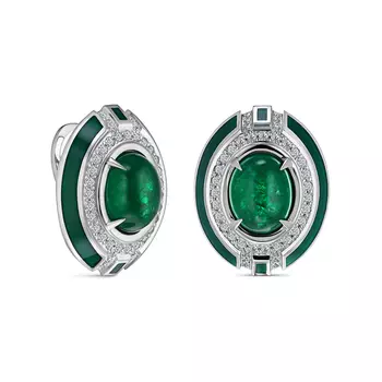 Серьги с 78 бриллиантами белое золото 750