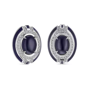 Серьги с 81 бриллиантом белое золото 750