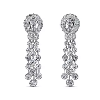 Серьги с 82 бриллиантами белое золото 585