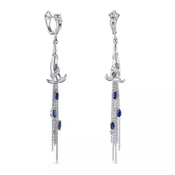 Серьги с 83 бриллиантами белое золото 750