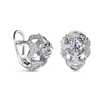 Серьги с 86 бриллиантами белое золото 750