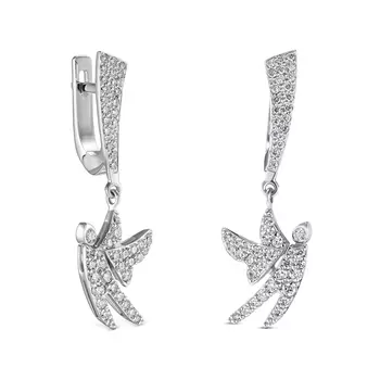 Серьги с 98 бриллиантами белое золото 585