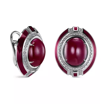 Серьги с 98 бриллиантами белое золото 585