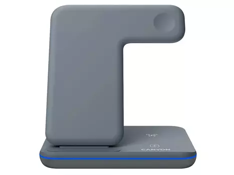 Беспроводное зарядное устройство 3 в 1 Canyon WS-303, с поддержкой Qi. до 15Вт, Черный, CNS-WCS303DG