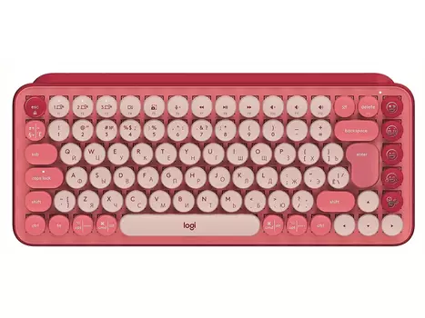 Клавиатура беспроводная механическая Logitech POP Keys, Bluetooth/Wireless, Розовый/Красный (Heartbreaker Rose) 920-010718