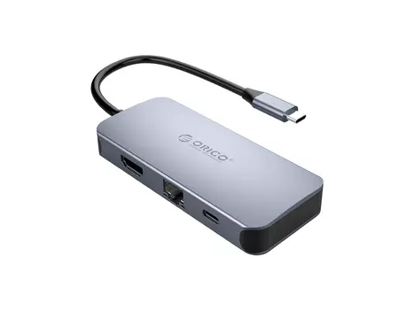 USB-хаб ORICO MC-U602P-GY, Type-C (3xUSB 3.0, USB Type-C, HDMI, RJ-45), Серый Док-станция ORICO-MC-U602P-GY