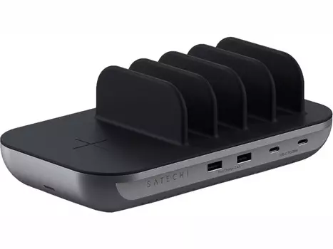 Зарядная станция для мобильных устройств Satechi Dock5 Multi-Device Charging Station with Wireless Charging, до 74Вт, Серый ST-WCS5PM-EU