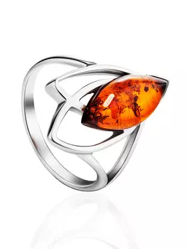 Ажурное кольцо с янтарём коньячного цвета «Прометей»