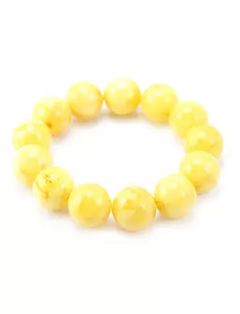 Браслет из белого матового формованного янтаря «Шар»