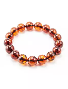 Браслет из формованного янтаря «Шар» вишнёвого цвета