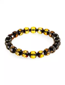 Браслет из натурального цельного янтаря «Карамель алмазная зелёная»