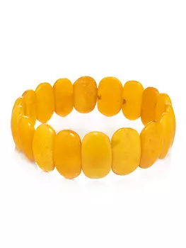 Браслет из натурального цельного янтаря ярко-медового цвета