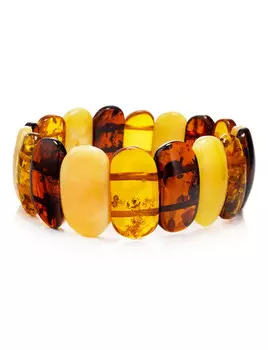 Браслет из натурального цельного янтаря «Разноцветные пластинки»
