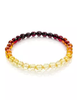 Браслет из натурального цельного янтаря разных цветов «Карамель алмазная»