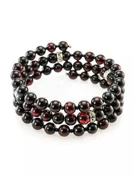 Браслет из натурального формованного балтийского янтаря тёмно-вишнёвого цвета «Анжелика»