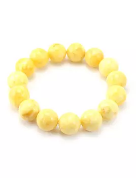 Браслет из натурального формованного янтаря «Шар белый»