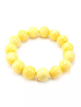 Браслет из натурального формованного янтаря «Шар белый матовый»