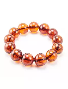 Браслет из натурального формованного янтаря «Шар» чайного цвета