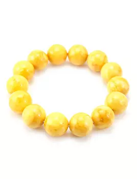 Браслет из натурального формованного янтаря «Шар матовый состаренный»