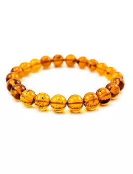 Браслет из натурального янтаря «Шар мелкий каленый»