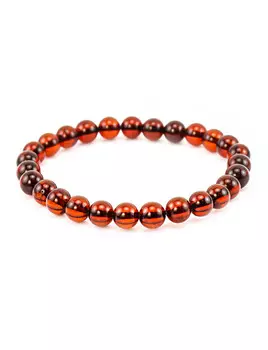 Браслет из натурального янтаря «Шар вишневый мелкий»