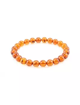 Браслет из натурального янтаря «Шары каштановые»