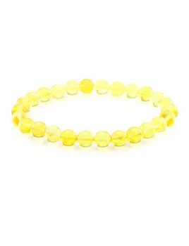 Браслет из натурального янтаря «Шары лимонные прозрачные»