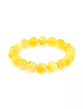 Браслет из натурального текстурного янтаря «Шары мед и лимон пейзажные»