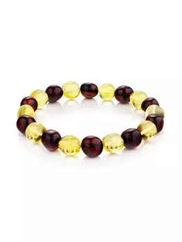 Браслет из янтаря «Контрастный мятый шар»