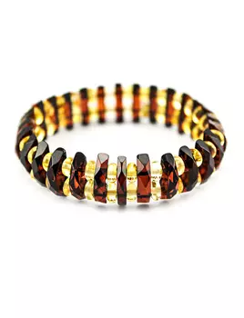 Браслет из янтаря «Мандарин. Алмазная грань» контрастный