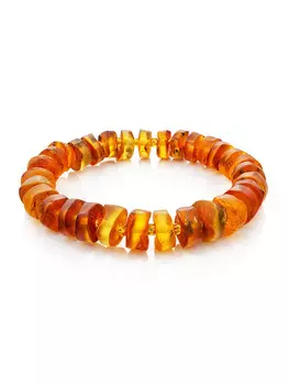 Браслет из янтаря «Шайба матовая коньячная»