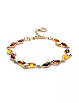 Браслет «Коломбина» с натуральным балтийским янтарём разных оттенков