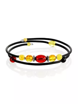 Браслет «Оклахома» из натурального балтийского янтаря на каучуковой струне