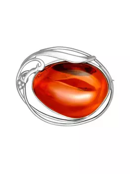 Брошь из натурального янтаря коньячного цвета «Маньяна»