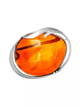 Брошь из натурального янтаря насыщенного коньячного цвета «Маньяна»