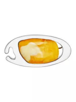 Брошь из натурального янтаря с красивой текстурой
