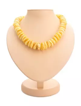 Бусы из цельного балтийского янтаря «Шайбы молочные пейзажные»