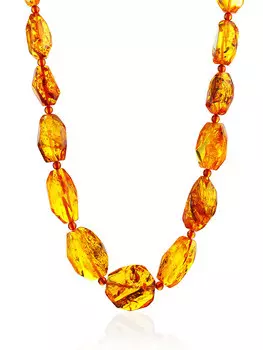 Бусы из цельного янтаря «Крупные золотистые леденцы»