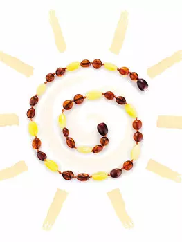 Бусы из натурального балтийского янтаря для детей «Оливка»