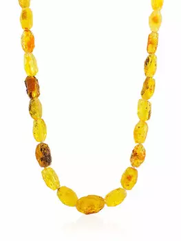 Бусы из натурального балтийского янтаря «Оливка кусаная пёстрая»