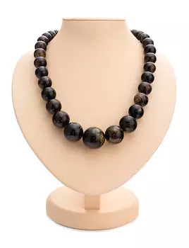 Бусы из натурального балтийского янтаря «Полированный тёмный метеорит»