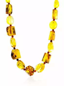 Бусы из натурального цельного янтаря «Рафинад»