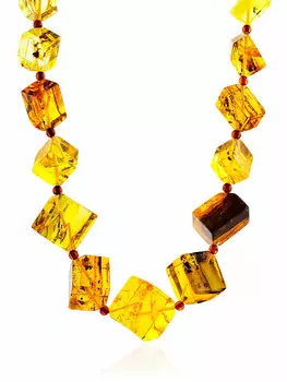 Бусы из натурального цельного янтаря «Рафинад текстурный»