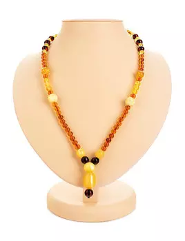 Бусы из натурального цельного янтаря разных оттенков «Пекин»