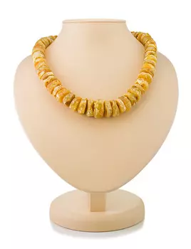 Бусы из натурального нешлифованного янтаря «Шайбы светлые»