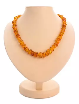 Бусы из натурального полупрозрачного янтаря «Галька коньячная»