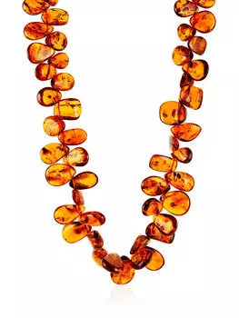 Бусы из натурального янтаря чайного оттенка «Облепиха»